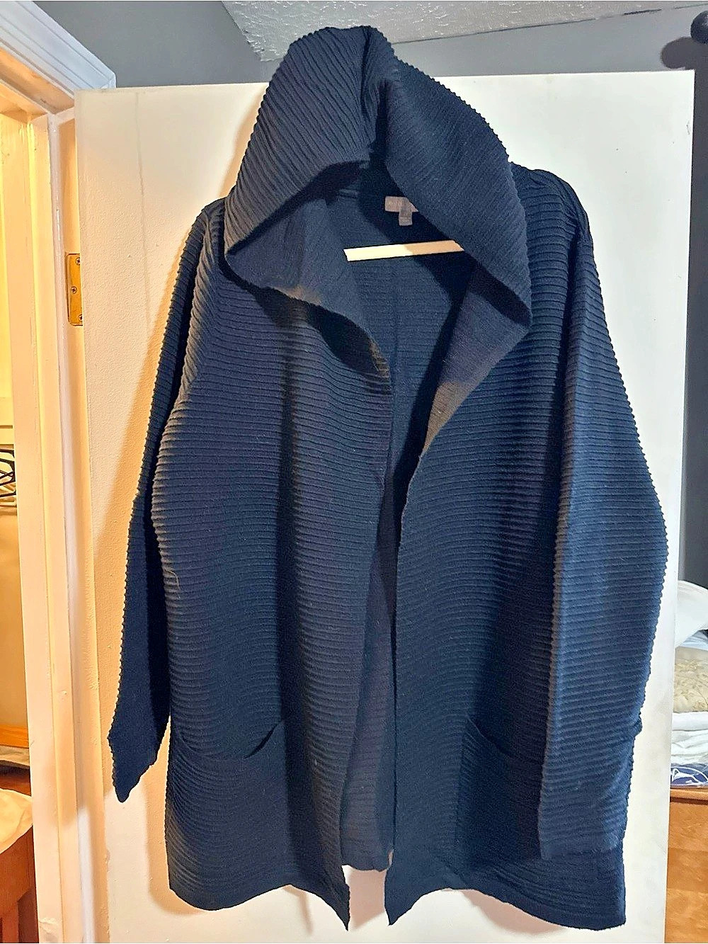 evolution by Cyrus Black Ribbed Hodded Cardigan